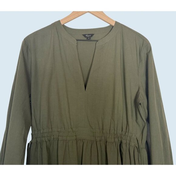 RAILS Maple Tiered Drawstring Mid Dress Green Size Medium - Picture 3 of 7